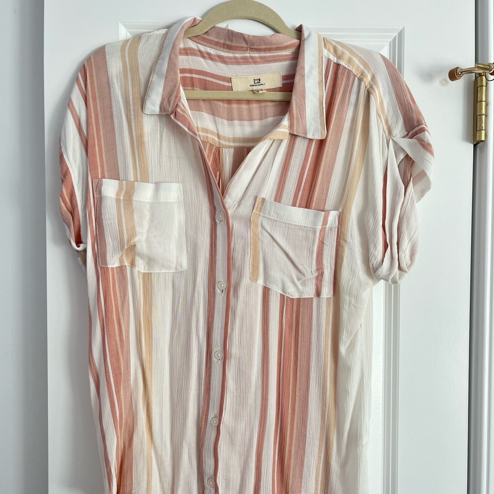 Thread supply pastel striped blouse